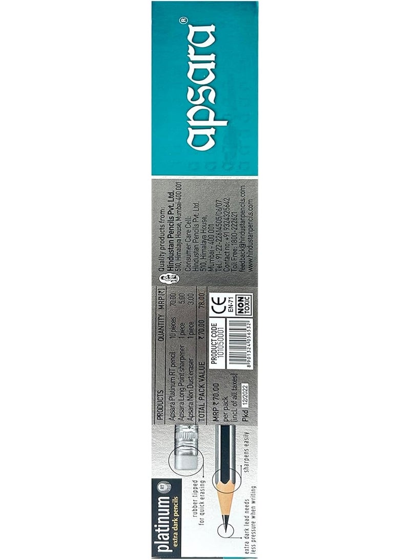 Apsara Platinum Extra Dark Pencils – Pack of 12 with Long Point Sharpener | Rubber-Tipped, Smooth & Durable Writing - Image 5