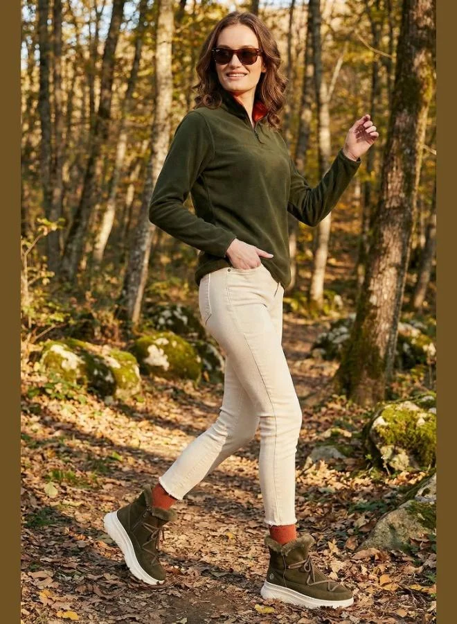 ليلا ليلا سليم فيت نسيج ناعم مضاد للوبر بسحاب نصي صوف نسائي بولار