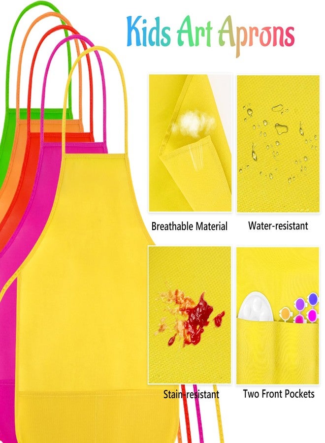 NACHLYNN 10 Pack Kids Painting Apron Kids Art Aprons Bulk Toddler Paint Apron Smock with 2 Pockets for Craft Kitchen Classroom Home Painting Activity (Multicolor) - Image 3