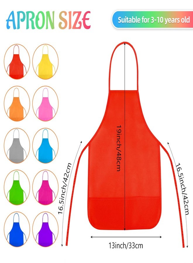 NACHLYNN 10 Pack Kids Painting Apron Kids Art Aprons Bulk Toddler Paint Apron Smock with 2 Pockets for Craft Kitchen Classroom Home Painting Activity (Multicolor) - Image 2
