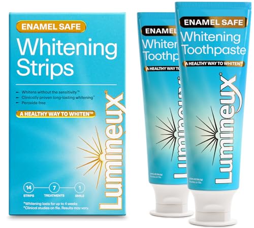 Lumineux Whitening Starter Set Peroxide Free Enamel Safe for Whiter Teeth Includes 7 Whitening Treatments 2 Pack Whitening Toothpaste Fluoride Free Dentist Formulated - Image 1
