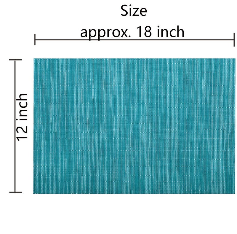SHACOS Woven Vinyl Placemats Set of 4 Non Slip Heat Resistant Place Mats Durable PVC Stain Resistant Wipe Clean Indoor Outdoor Table Mats (4, Teal Blue) - Image 2