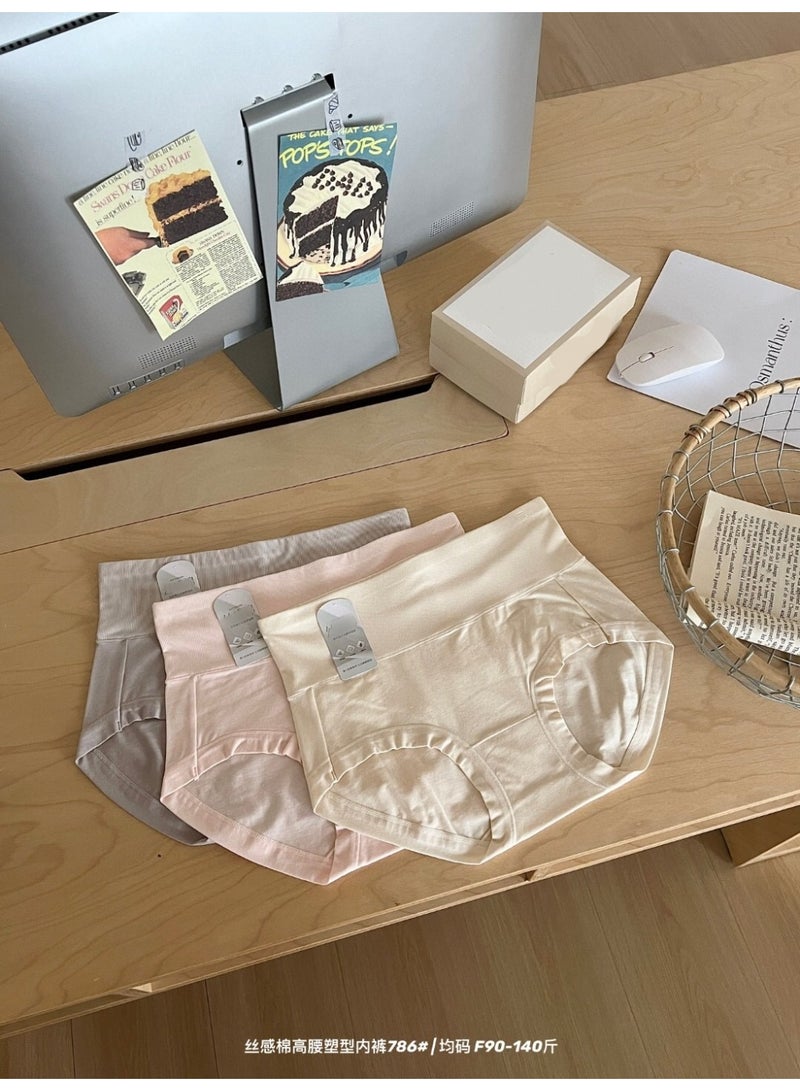 3PCS/SET Silk Feel Cotton High-Waisted Shaping Pants, Comfortable, Seamless Fit, One Size (45kg-70kg)  - Image 4