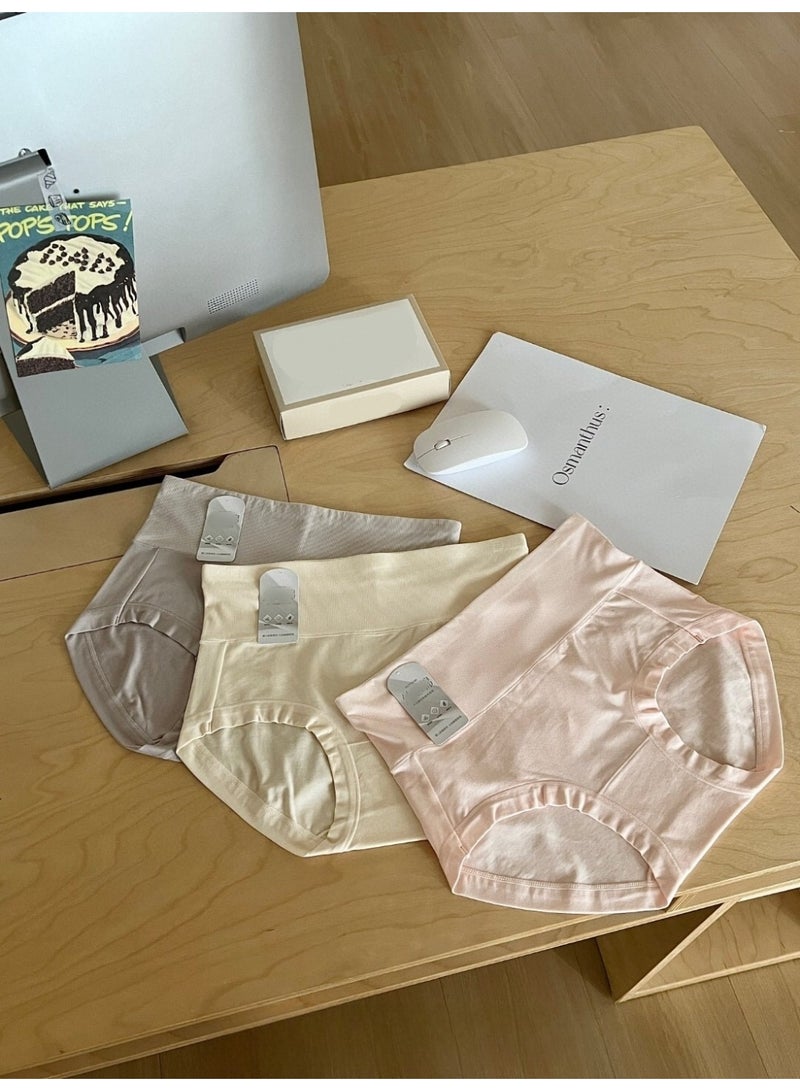3PCS/SET Silk Feel Cotton High-Waisted Shaping Pants, Comfortable, Seamless Fit, One Size (45kg-70kg)  - Image 1