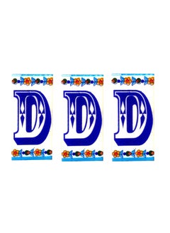Shiv Kripa Blue Pottery Shiv Kripa Blue Pottery Decor Wall Ceramic D Alphabets Tiles Handmade Wall Tiles 2 x 4 Inch Set of 3 Tiles Multi Color 