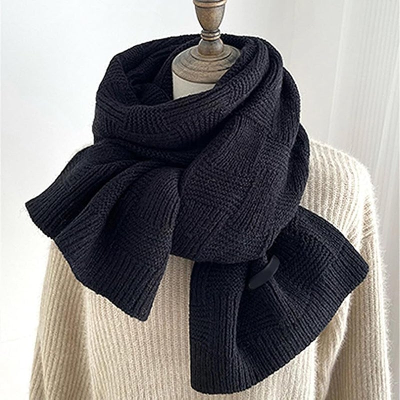 Plaid Knitted Scarf For Women And Men Soft Unisex Winter Scarf In Grey - Image 5