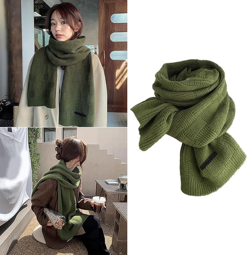 Plaid Knitted Scarf For Women And Men Soft Unisex Winter Scarf In Grey - Image 3
