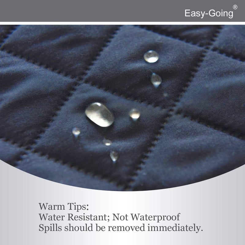 Easy-Going غطاء أريكة سهل الاستخدام قابل للعكس مقاوم للماء مع عصي فوم وأشرطة مرنة واقي للأثاث للحيوانات الأليفة والأطفال (أريكة، أزرق داكن/أزرق فاتح) - Image 4