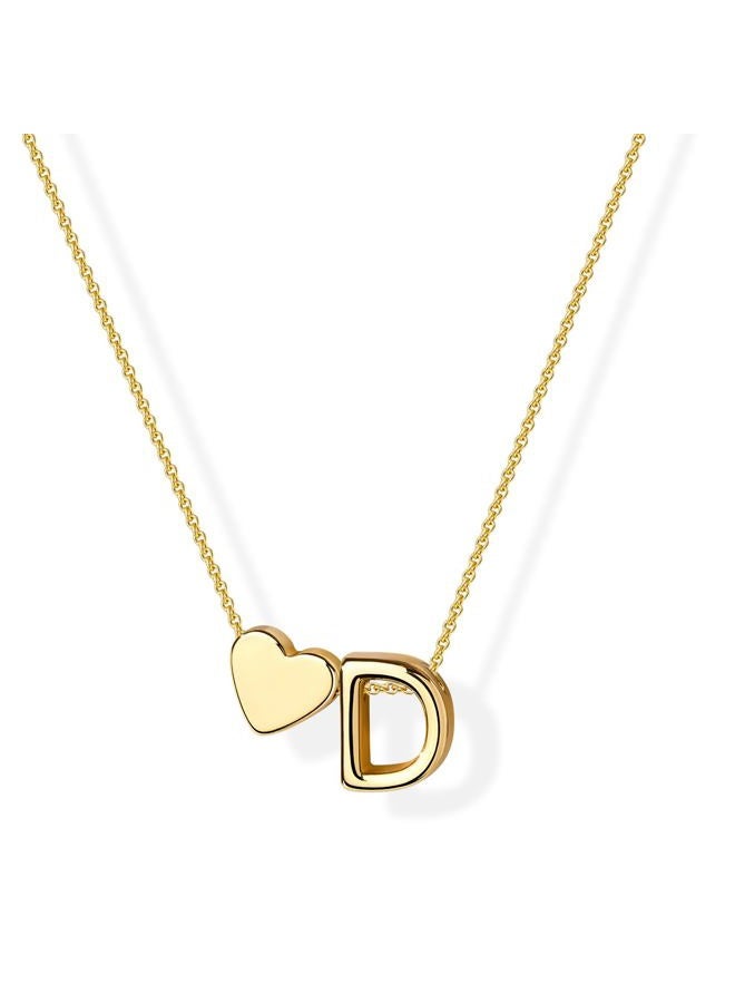 Inerney Gold Heart Initial Necklace for Women 14K Gold Plated A-Z Letter Pendant Necklace Dainty Tiny Heart Monogram Necklace Personalized Name Necklace Jewelry for Women, Small, Brass - Image 1