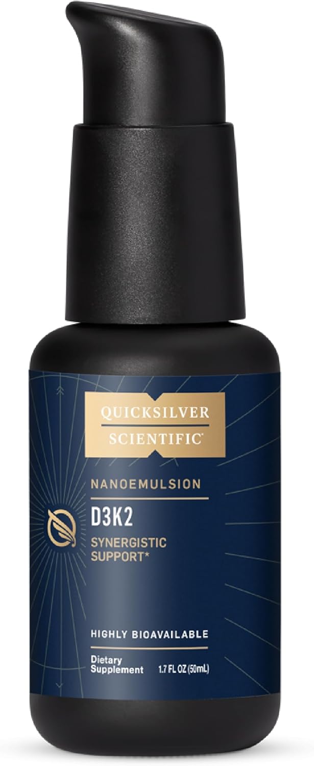 Quicksilver Scientific Nanoemulsified D3K2  Emulsified Liquid Vitamin D3  K2 MK7 Liposomal Supplement for Heart Bone Health  Immune Support  Bioactive 2500IU for Enhanced Absorption 17oz50ml - Image 1