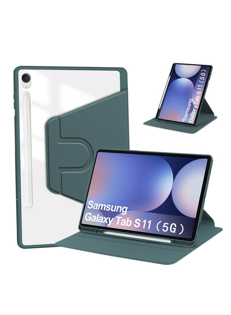 general Suitable for Samsung Tab S11 11-inch  protective case Rotating acrylic full-coverage pen slot Transparent ultra-thin leather case Shockproof stand protective shell