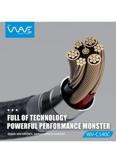 Wave USB-C to USB-C Premium Magnetic Self-Organizing Cable with 60W Power Delivery and 1Mtr Durable Nylon Braided Sync and Charge Cable, Reversible Connectors, Thick Copper Core - Grey  - Image 2