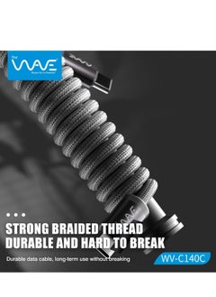 Wave USB-C to USB-C Premium Magnetic Self-Organizing Cable with 60W Power Delivery and 1Mtr Durable Nylon Braided Sync and Charge Cable, Reversible Connectors, Thick Copper Core - Grey  - Image 3