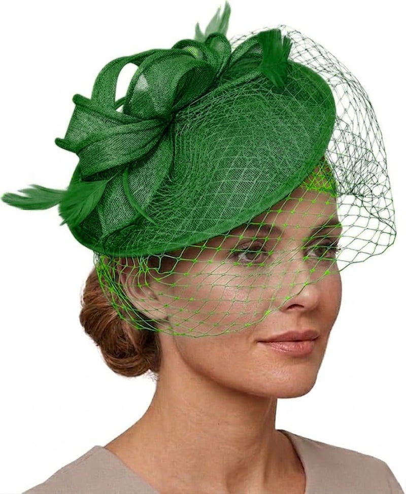 Caprilite Saucer Sinamay Headband Fascinator Wedding Ascot Hat Hatinator Birdcage Veil - Image 1