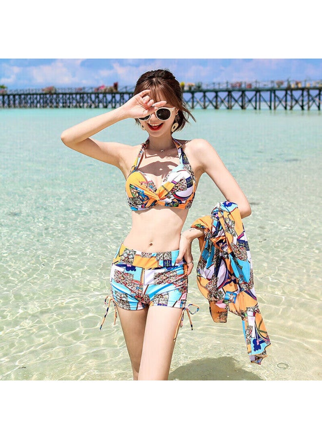 Skin-friendly Yifu Bikini Swimsuit For Women, Three-piece Set, Korean Style, Separate Pieces, Boyshort, Conservative, Tummy-covering Slimming Swimwear For Hot Springs - Image 4