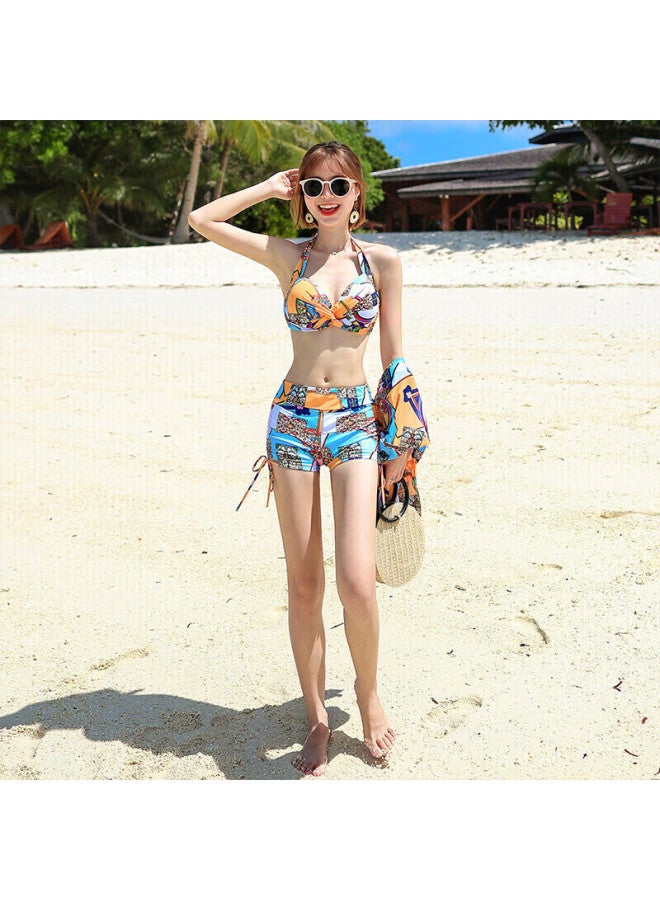 Skin-friendly Yifu Bikini Swimsuit For Women, Three-piece Set, Korean Style, Separate Pieces, Boyshort, Conservative, Tummy-covering Slimming Swimwear For Hot Springs - Image 5