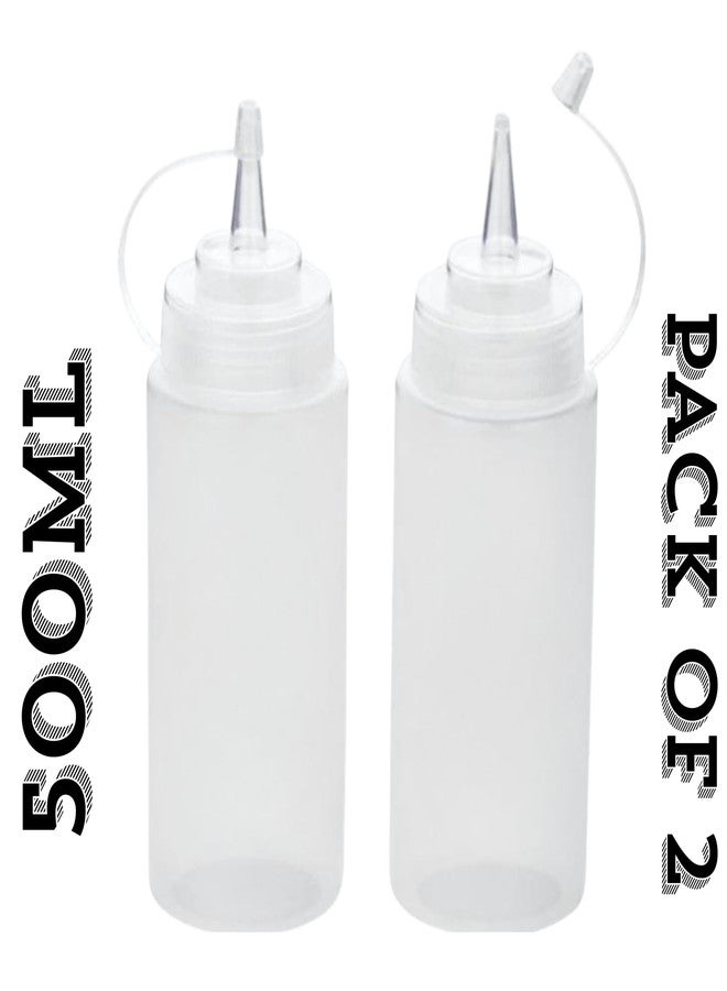 DAOME Plastic Squeeze Bottle Ketchup Mustard Honey Oil Sauce Dispenser Bottle, White, 500ML(2 Pcs) - Image 3