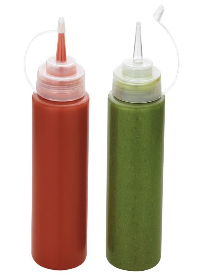 DAOME Plastic Squeeze Bottle Ketchup Mustard Honey Oil Sauce Dispenser Bottle, White, 500ML(2 Pcs) - Image 1