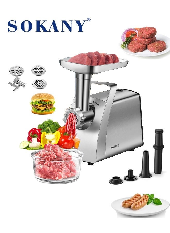 سوكاني مفرمة لحوم كهربائية، مفرمة لحوم وصانعة سجق، محرك نحاسي قوي بقوة 2400 واط، هيكل من الفولاذ المقاوم للصدأ للاستخدام المنزلي، SK-06001 - Image 1