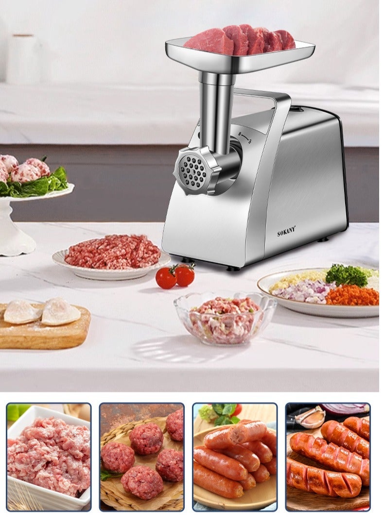 سوكاني مفرمة لحوم كهربائية، مفرمة لحوم وصانعة سجق، محرك نحاسي قوي بقوة 2400 واط، هيكل من الفولاذ المقاوم للصدأ للاستخدام المنزلي، SK-06001 - Image 2