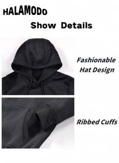 HALAMODO Unisex Hoodies Long-Sleeved Printed Tops Casual Sweatshirts Soft Sportswear Fashion Youth Pullovers with Drawstrings and Large Pockets for Daily Wear  - Image 5
