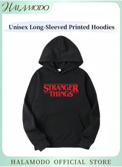HALAMODO Unisex Hoodies Long-Sleeved Printed Tops Casual Sweatshirts Soft Sportswear Fashion Youth Pullovers with Drawstrings and Large Pockets for Daily Wear  - Image 1