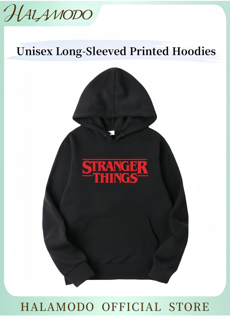 HALAMODO Unisex Hoodies Long-Sleeved Printed Tops Casual Sweatshirts Soft Sportswear Fashion Youth Pullovers with Drawstrings and Large Pockets for Daily Wear  - Image 1