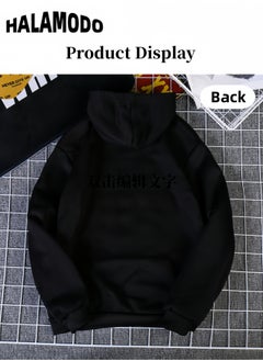 HALAMODO Unisex Hoodies Long-Sleeved Printed Tops Casual Sweatshirts Soft Sportswear Fashion Youth Pullovers with Drawstrings and Large Pockets for Daily Wear  - Image 3