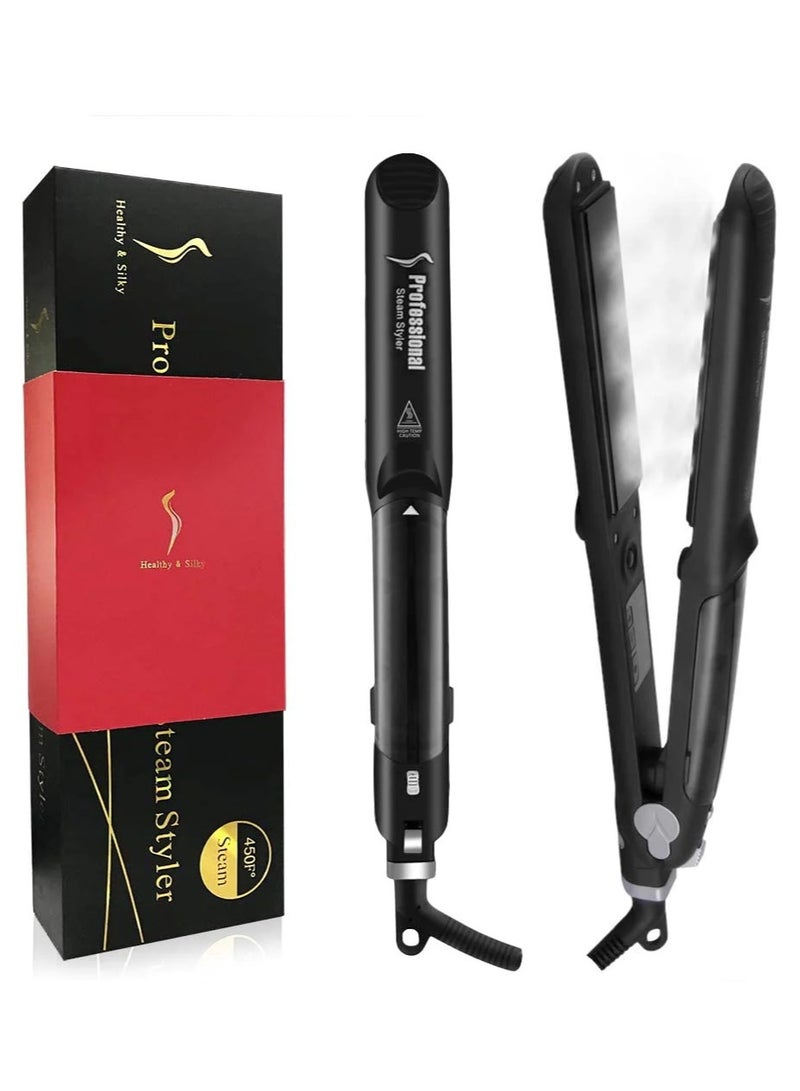 Professional 450F Ceramic Vapor Steam Hair Straightener with Argan Oil Infusion Steam Flat Iron Ceramic Vapor Fast Heating Iron