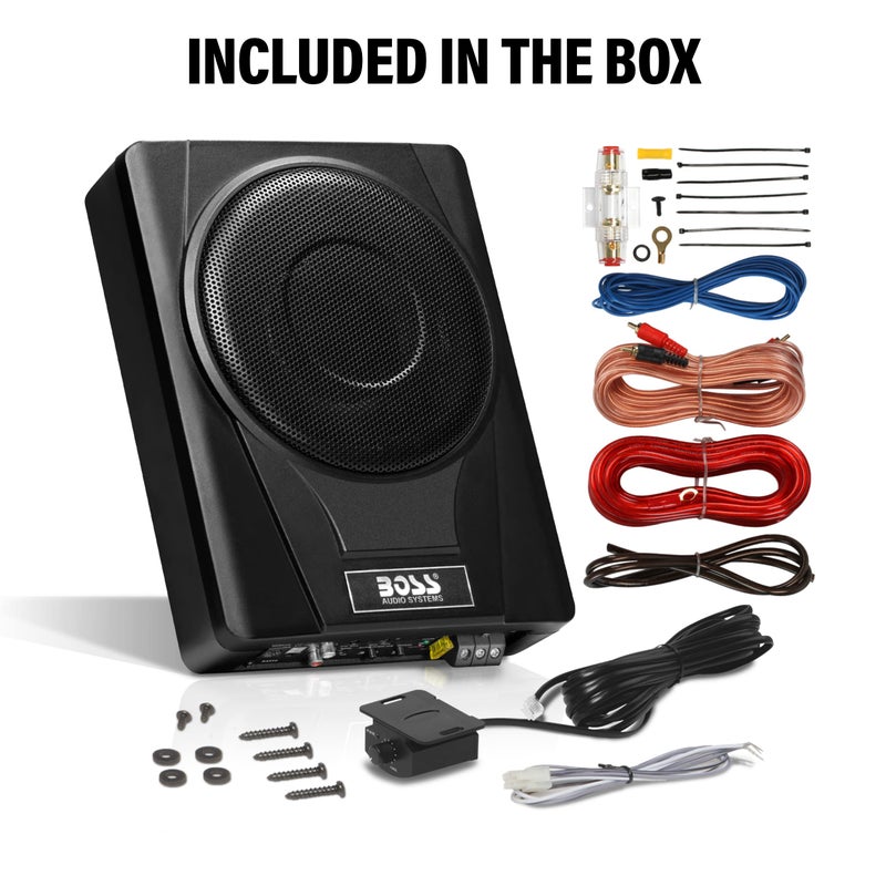 BOSS Audio Systems BASS8K 8 Inch Powered Car Subwoofer and Amplifier Wiring Kit Package - 800 Watts Max Power, Under Seat, Low Profile, 8 Gauge Wiring Kit, for Truck Boxes and Enclosures - Image 5