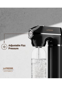 LePRESSO Sparkling Water Maker 1L with 4+1 Capsules and Pressure Meter / Efficient Carbonation / Adjustable Fizz Pressure / One-Button Operation - Black  - Image 5