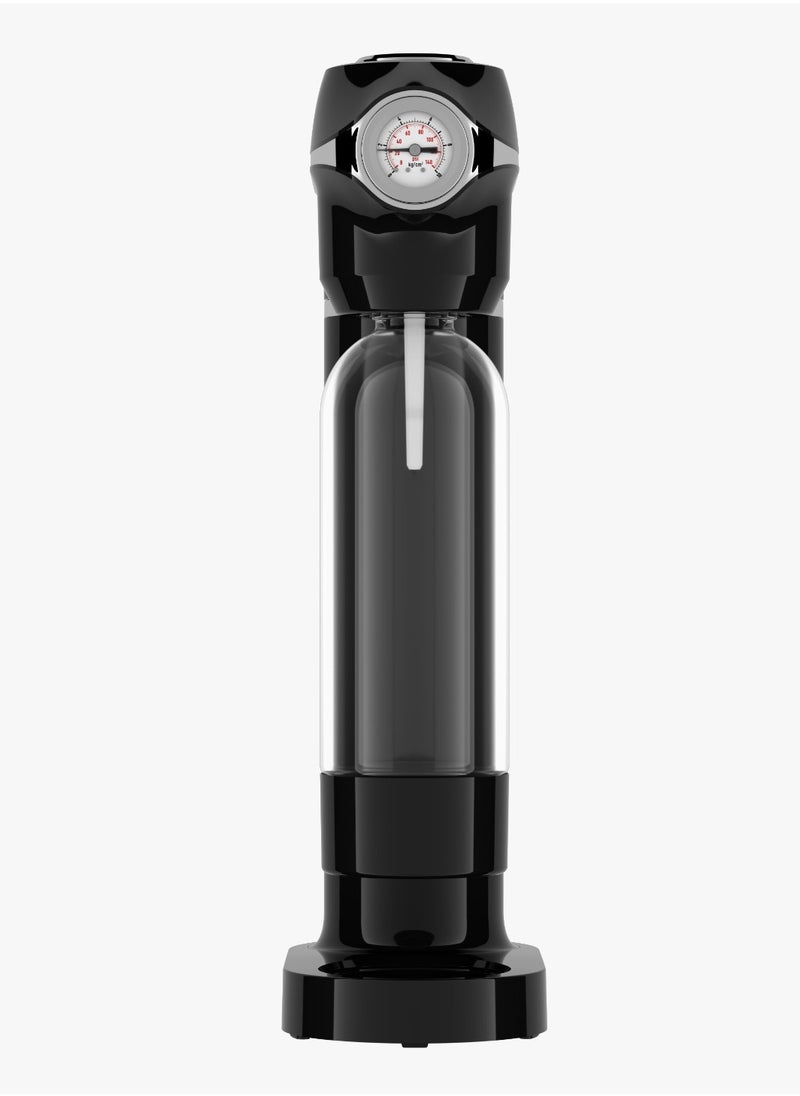LePRESSO - Sparkling Water Maker 1L with 4+1 Capsules and Pressure Meter / Efficient Carbonation / Adjustable Fizz Pressure / One-Button Operation - Black - Image 1