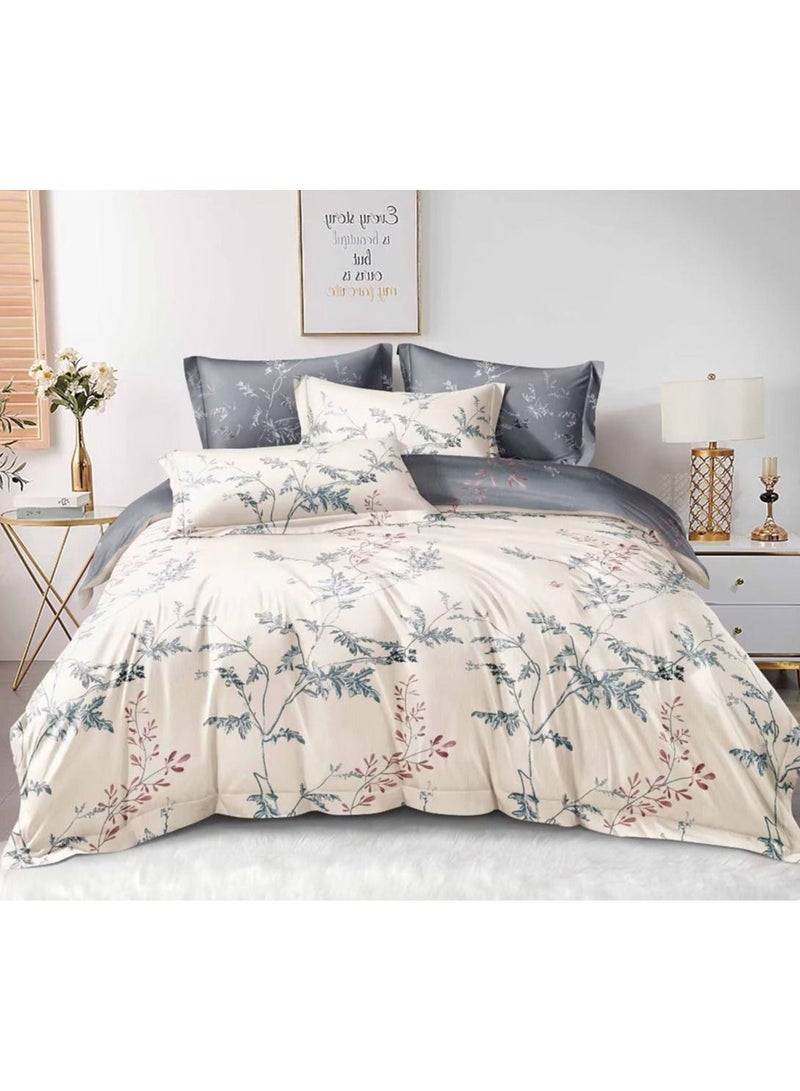 Premium Quality King Size Bedsheet Set Skin-Friendly Soft and Breathable Duvet Cover Luxurious Style Zipper Clouser Deep Pocket Bedding Set Includes Duvet Cover with Fitted Sheet & 4 Pillowcases