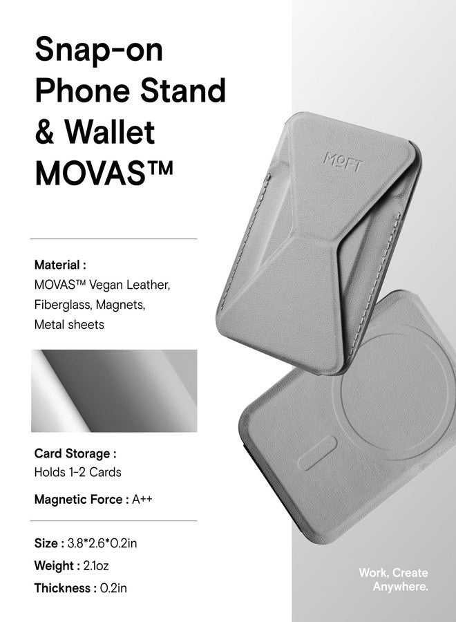 MOFT Magnetic Wallet Stand Compatible with iPhone 17/16/15/14/13/12 Series, Angle Adjustment & Magsafe Compatible MOVAS Phone Stand,Cement - Image 5