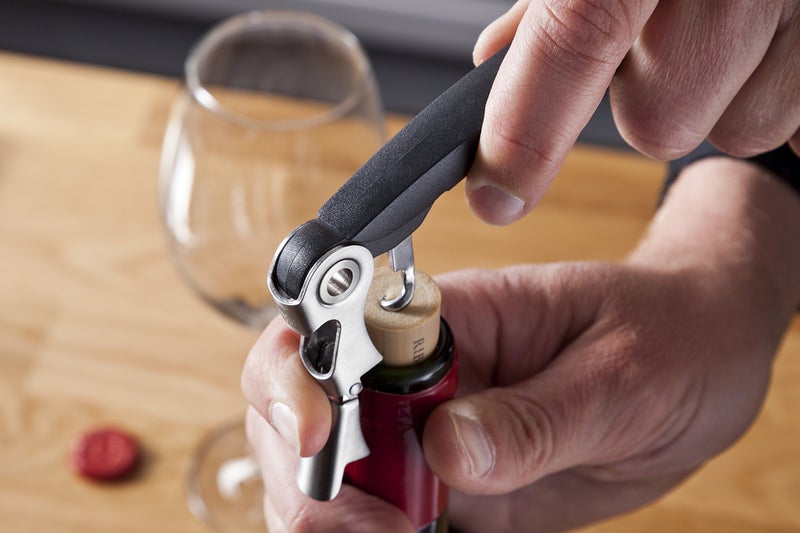 Vacu Vin Double-Hinged Corkscrew – Waiter’s Corkscrew with Foil Cutter & Bottle Opener – Durable Stainless Steel Wine Opener – Two-Step Leverage for Easy Cork Removal – Compact & Travel-Friendly - Image 3