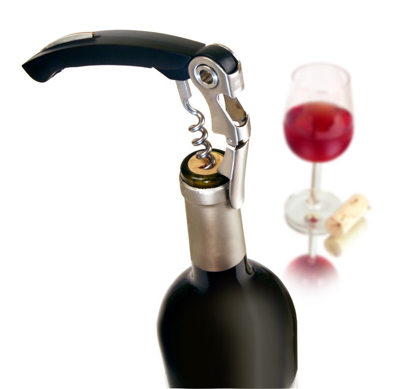 Vacu Vin Double-Hinged Corkscrew – Waiter’s Corkscrew with Foil Cutter & Bottle Opener – Durable Stainless Steel Wine Opener – Two-Step Leverage for Easy Cork Removal – Compact & Travel-Friendly - Image 2