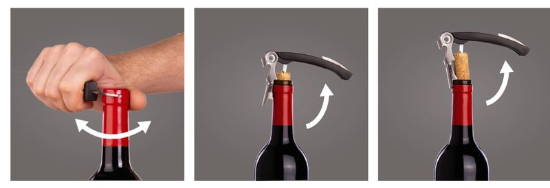 Vacu Vin Double-Hinged Corkscrew – Waiter’s Corkscrew with Foil Cutter & Bottle Opener – Durable Stainless Steel Wine Opener – Two-Step Leverage for Easy Cork Removal – Compact & Travel-Friendly - Image 5