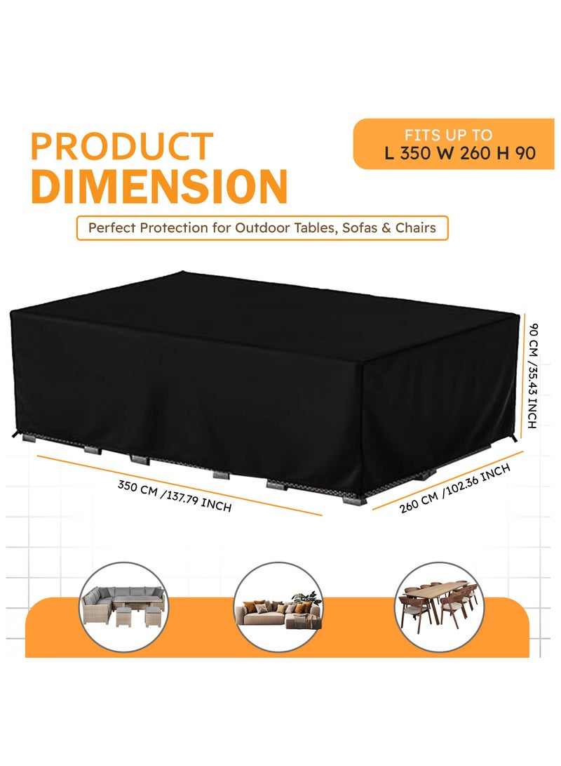 Topify TOPIFY Waterproof Garden Patio Furniture Cover Set,(350 x260 x90) 210D Heavy Duty Oxford Fabric UV Resistant Protection for Square Sofa Outdoor  - Image 2