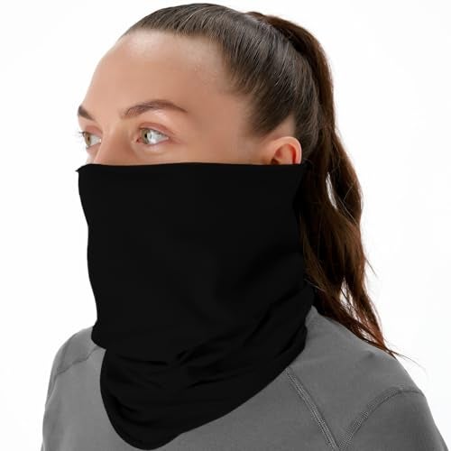 CheshKit Organic Cotton Neck Gaiter Face Mask Bandana for Dust Wind Sun Protection Men Women - Face Scarf for Outdoor Activities (Black, Small, 2 Pack) - Image 1