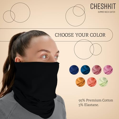 CheshKit Organic Cotton Neck Gaiter Face Mask Bandana for Dust Wind Sun Protection Men Women - Face Scarf for Outdoor Activities (Black, Small, 2 Pack) - Image 2