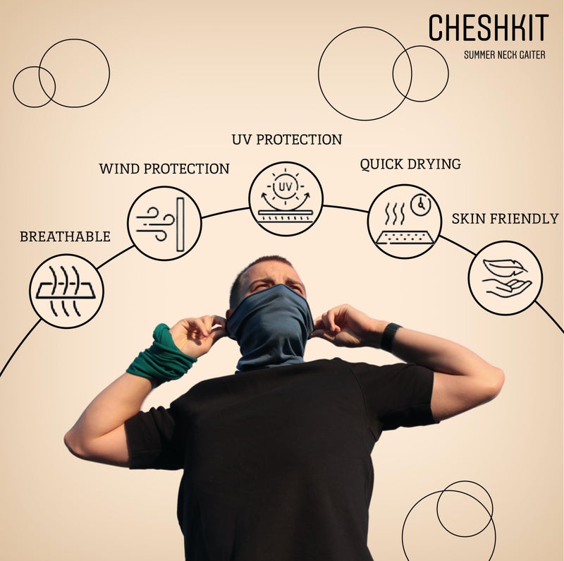 CheshKit Organic Cotton Neck Gaiter Face Mask Bandana for Dust Wind Sun Protection Men Women - Face Scarf for Outdoor Activities (Black, Small, 2 Pack) - Image 4