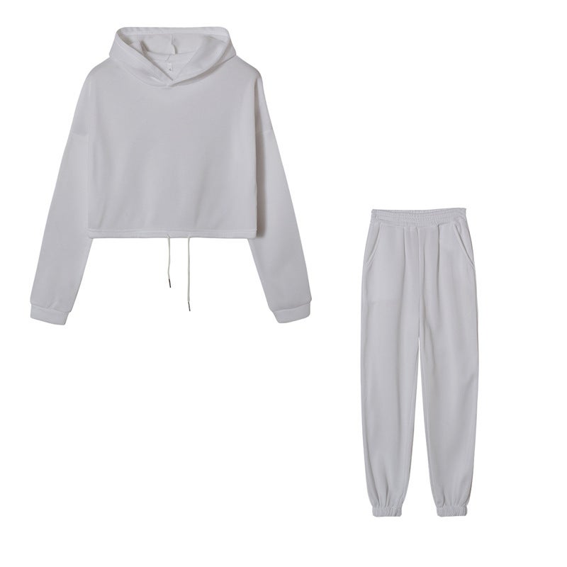 Plus Size Fashionable Long Sleeve Casual Sports Suit 2-Piece Set Cross-Border Best Seller Amazon Ebay New Arrival Autumn/Winter Big white 