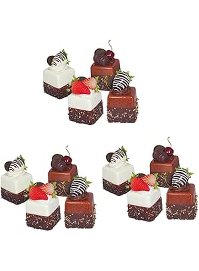 3 Sets Artificial Cake Models Wedding Party Photography Decor Faux Food Display DIY Ornaments 12 Pieces - Image 1