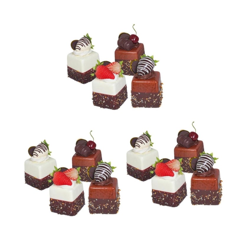 3 Sets Artificial Cake Models Wedding Party Photography Decor Faux Food Display DIY Ornaments 12 Pieces - Image 2