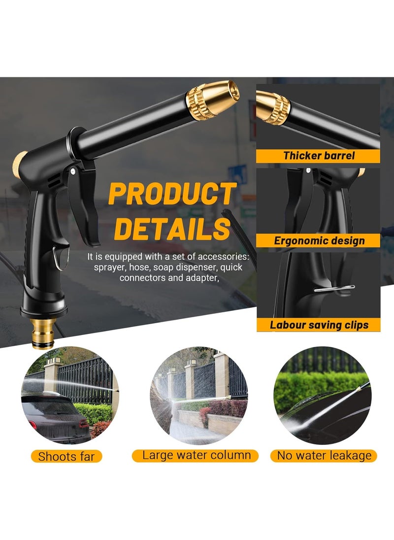 FLYROAD Home Car Wash Water Gun, Garden Hose, Car Wash Retractable 15m Hose Kit with Extension Pole Gun, 3 Quick Connect Fittings and Foam Spray Bottle for Outdoor Cleaning, Lawn Care and Vehicle Washing  - Image 3