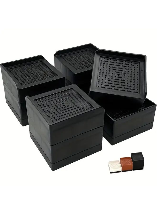 Brown Bed Risers 4 Piece Set Heavy Duty Adjustable Furniture Lifts 1300 Lbs Capacity - Image 1
