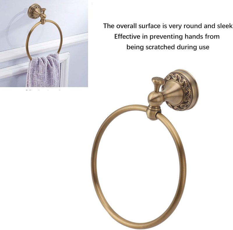 Bath Towel Ring, Multifunction Round Wall Mounted Copper Towel Ring Bathroom Hardware Accessories for Bathroom, Sturdy and Durable (980830) - Image 2