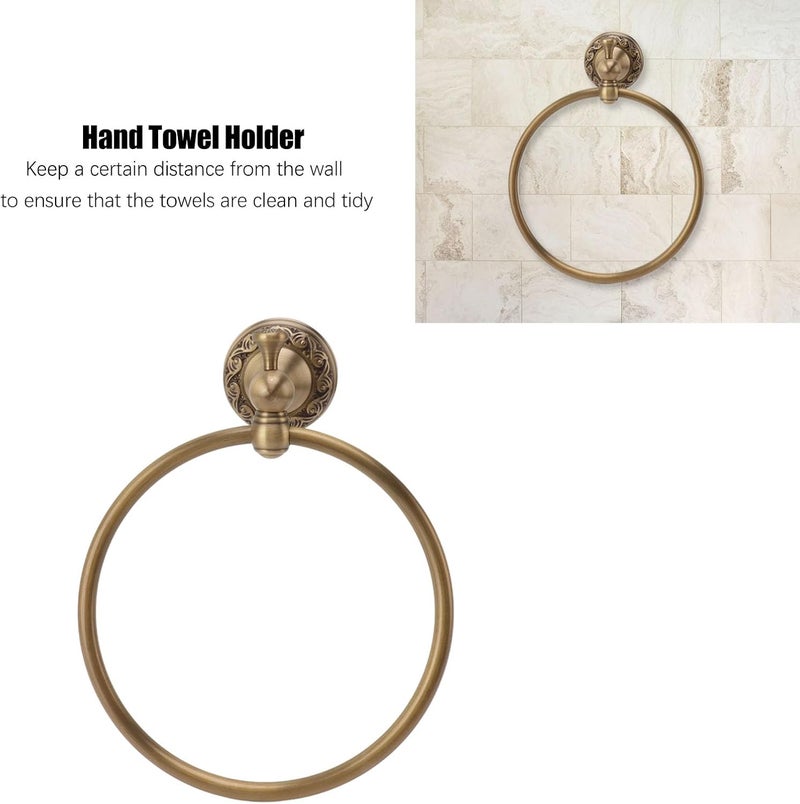 Bath Towel Ring, Multifunction Round Wall Mounted Copper Towel Ring Bathroom Hardware Accessories for Bathroom, Sturdy and Durable (980830) - Image 3