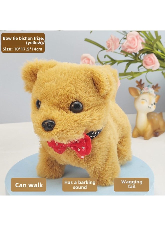 Toy Dog Children Plush Electric Toy Walking Dog Electric Dog Stall Electronic Puppy Pet-Color:Bow Tie Bear [yellow]  - Image 1