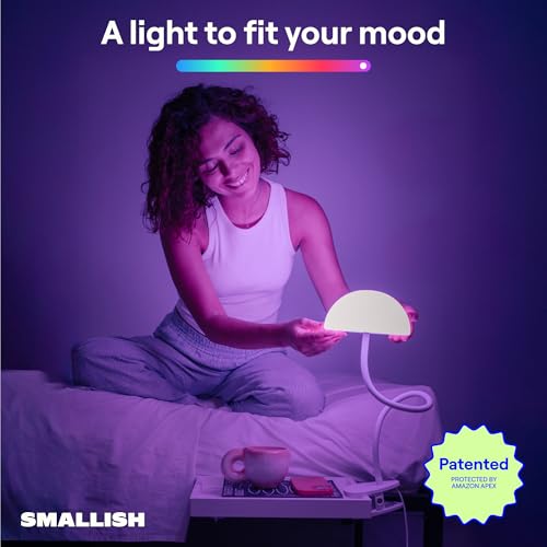 Smallish Shroommate Clip On Light and Bed Headboard Lamp, Bedside Table Lamp for Dorm, College Dorm Room Essentials, Night Light for Kids Nursery, Clip on for Desk, MultiColor LEDs, Adapter Included (White) - Image 3